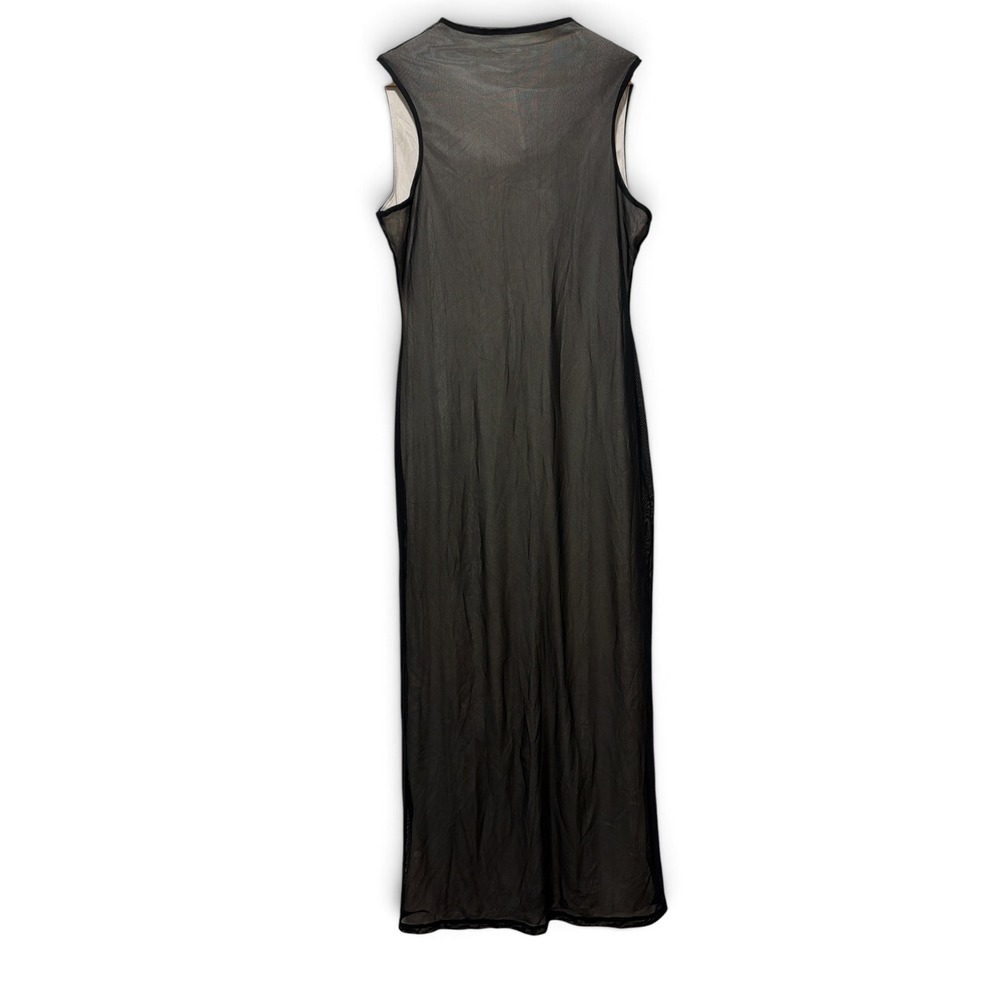 No Comment Womens XL Black Mesh Sleeveless Maxi Dress NWT High Neck Back Slit